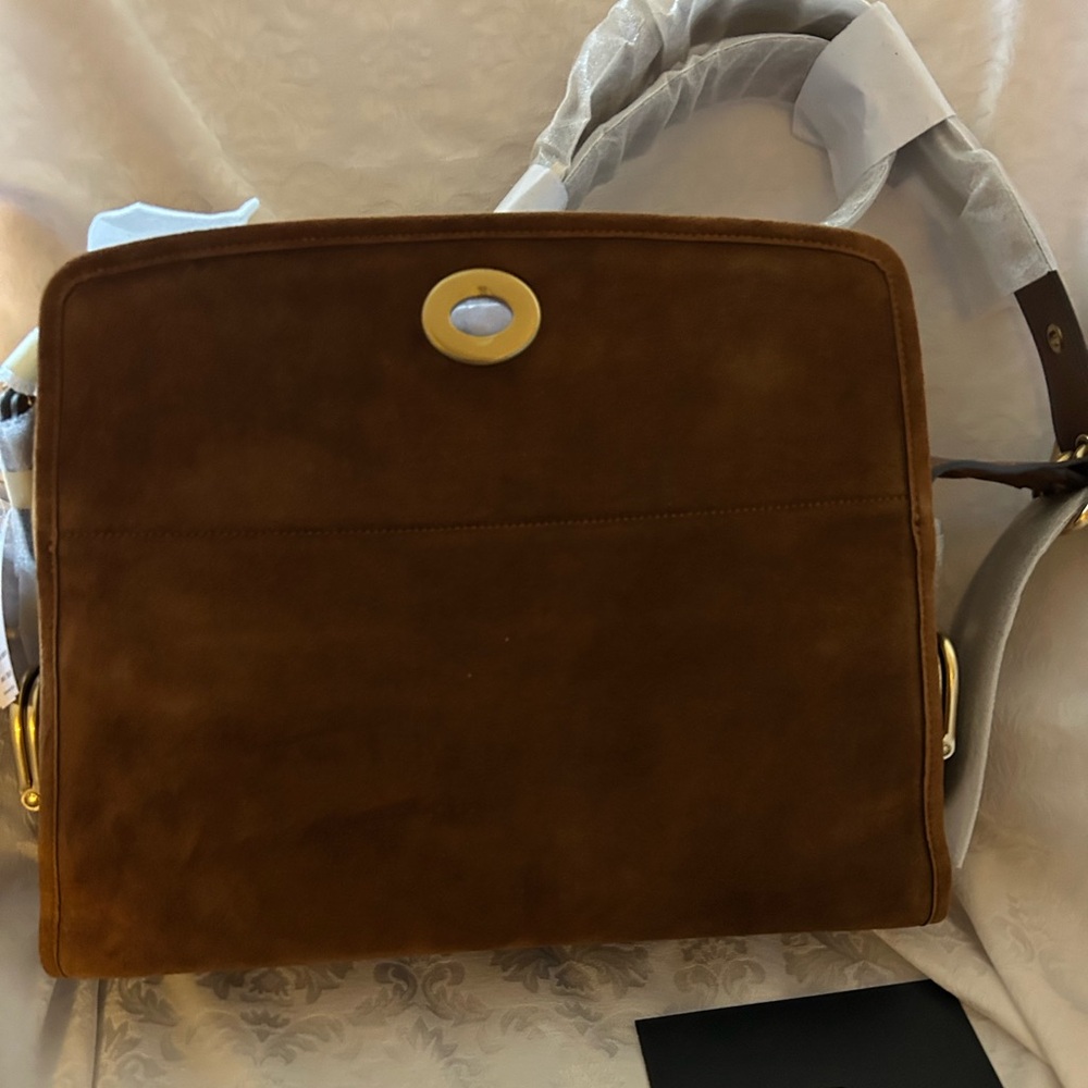 Coach Brown Suede Crossbody Haversack with Gold Hardware - Picture 6 of 14